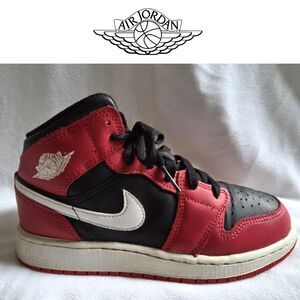 Nike Air Jordan 1 Sneakers I Youth Size 5 I Mid GS Gym Red Black White Boys